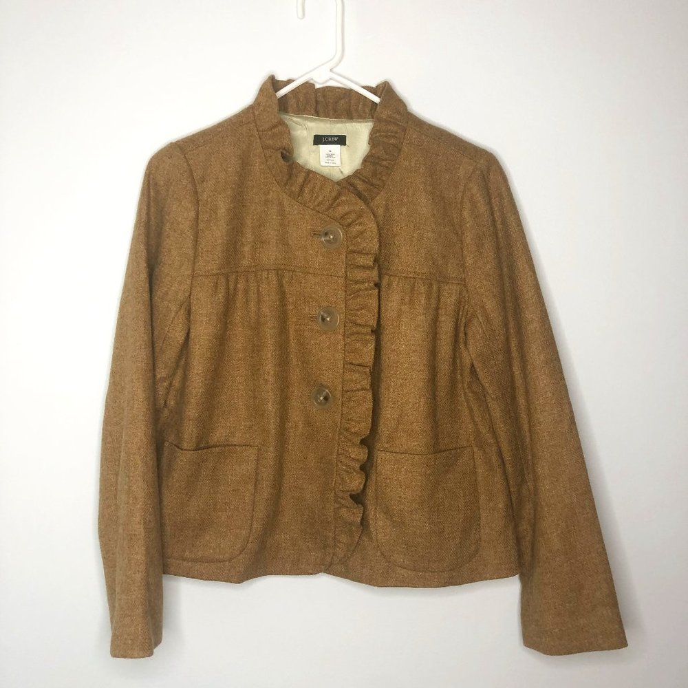 J. Crew Brown Ruffle Jacket - Picture 2 of 7